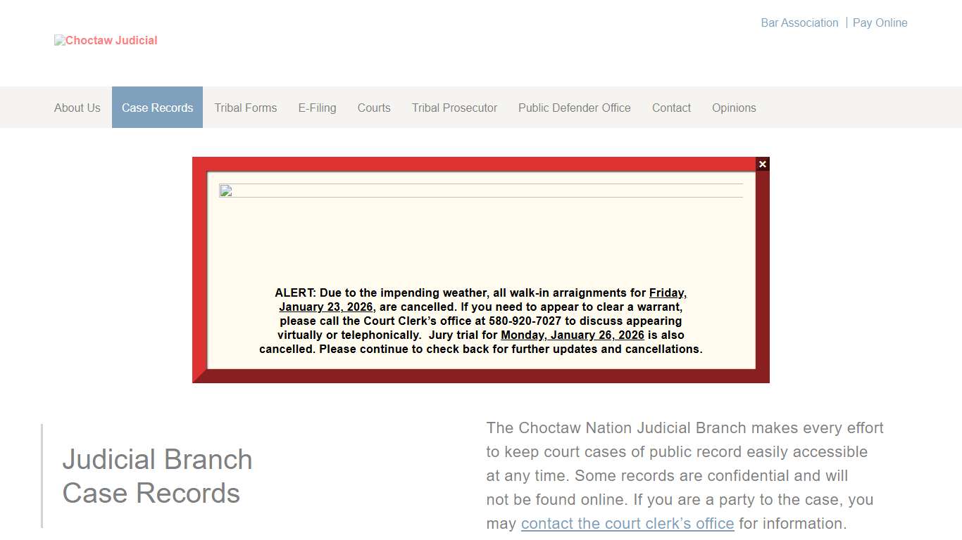 Oklahoma Tribal Court Records & Cases Choctaw Nation Judicial Branch